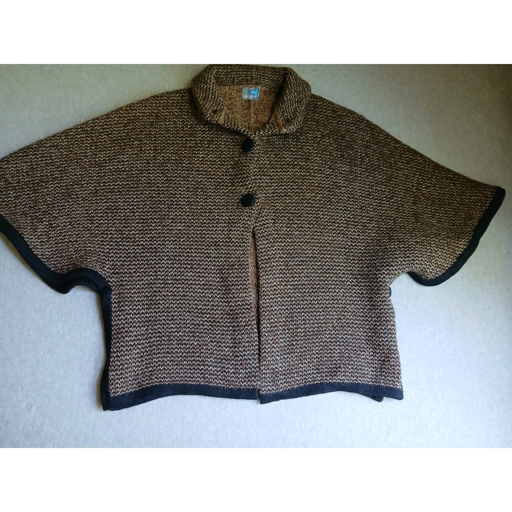 Alpaca Peru Sweater One Size OS Poncho Shawl Peruvian Geo Layers Lagenlook Artsy